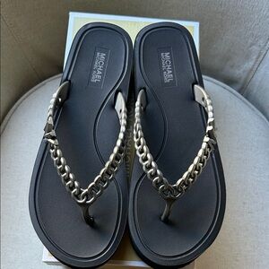 Michael Kors Anthracite Zaza Flip Flops black 8M